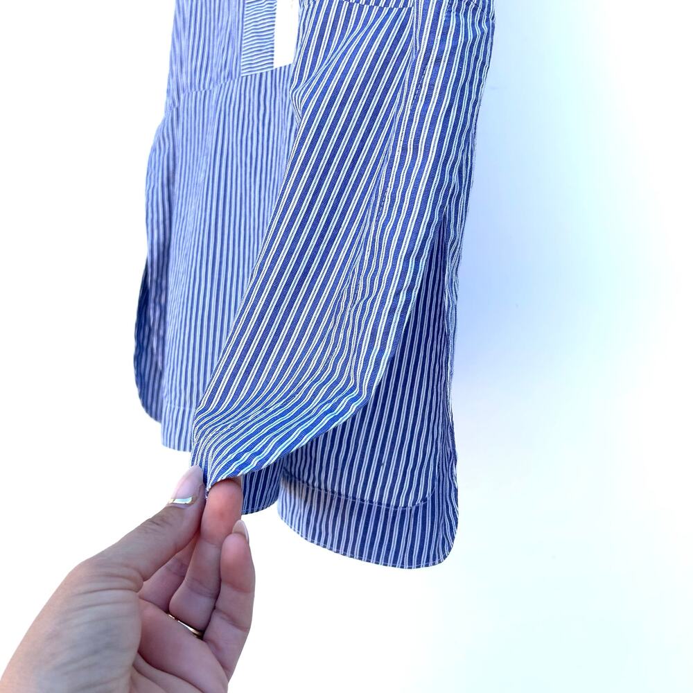 Vince Sleeveless Striped Blue White Tunic Blouse 8 Cotton Coastal Summer Shirt - Picture 6 of 6